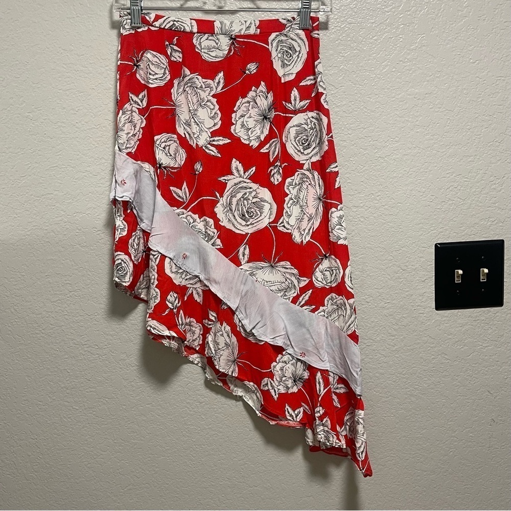 Jaase Anthropologie Floral Asymmetrical Tiered Floral Boho Skirt Size Small